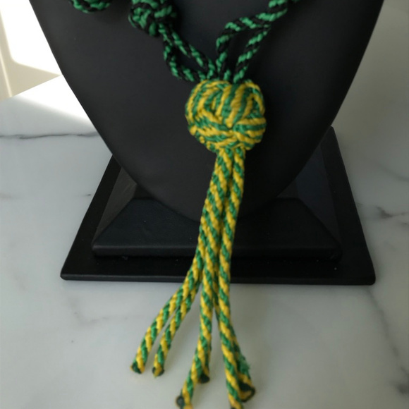 Green, Yellow, Black Cord Statement Necklace - Picture 3 of 3